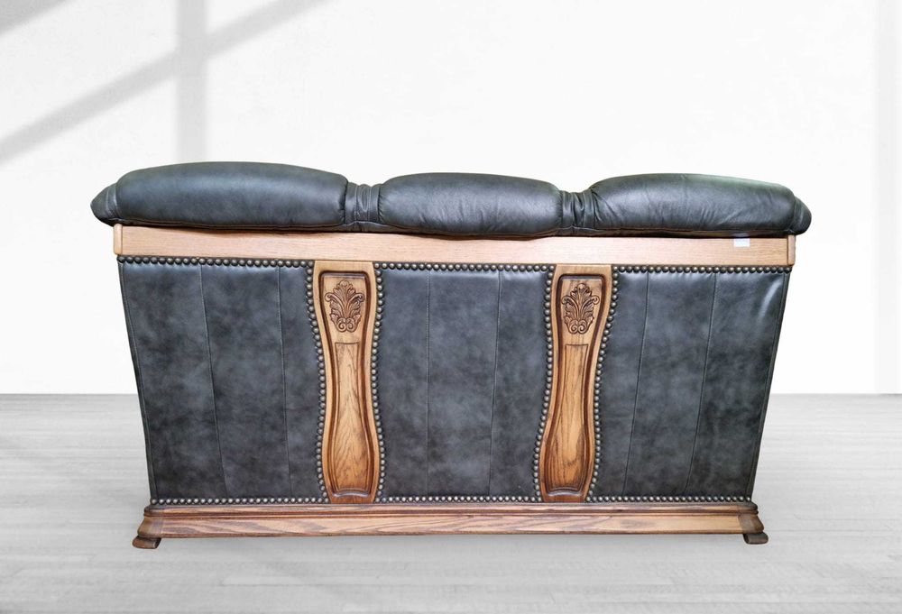 Холова гарнитура от естествена кожа и масивен дъбов корпус