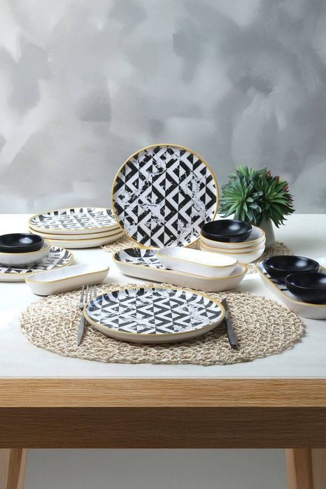 Нов Комплект за Закуска 18части Marble Black& White