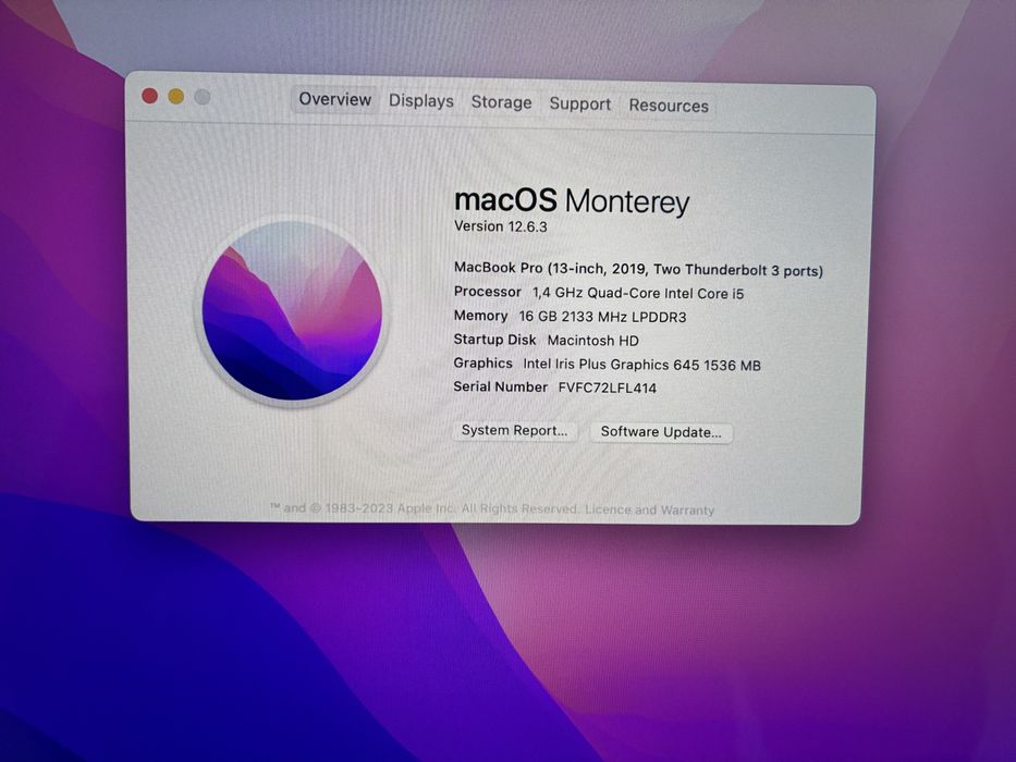 MacBook Pro 13” inch, 16GB RAM, 256 SSD