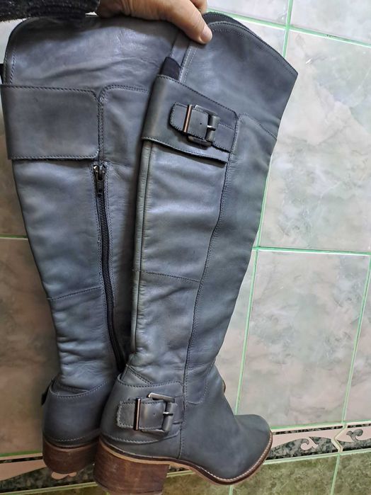 Cizme piele gri, lungi,  nr.37