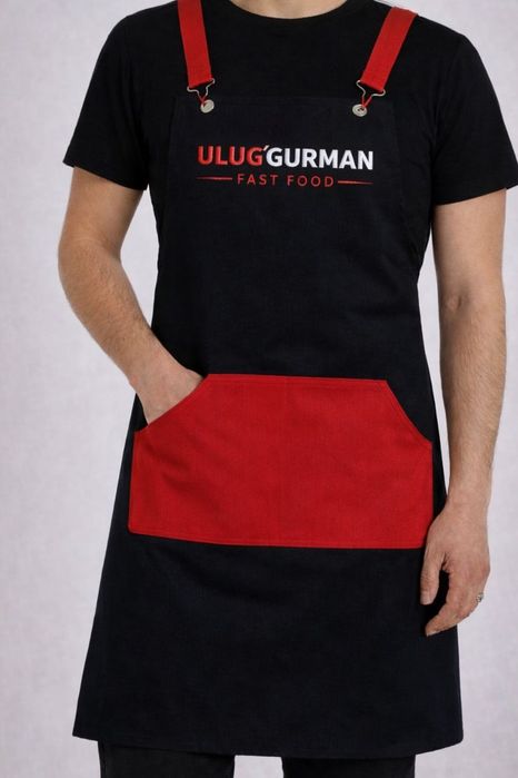 Фартук с вашим логотипом Fartuk va Logotip pechat va vishivka