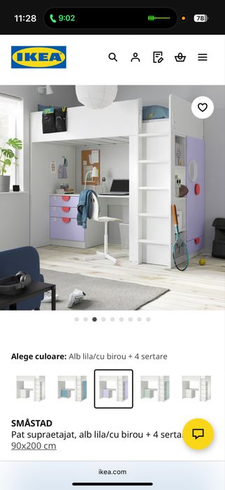 Set pat supraetajat + birou + dulap copii – IKEA