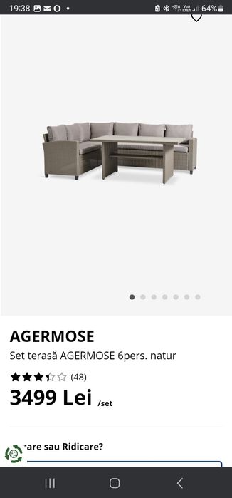 Set coltar terasă ratan