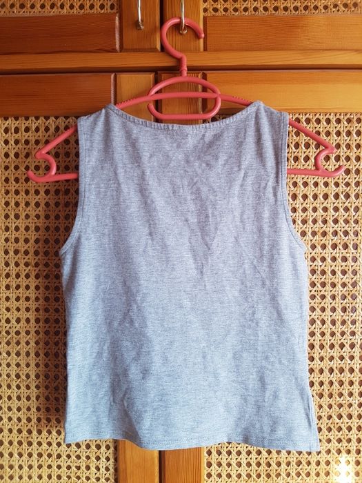 Сив памучен топ с връзки H&M