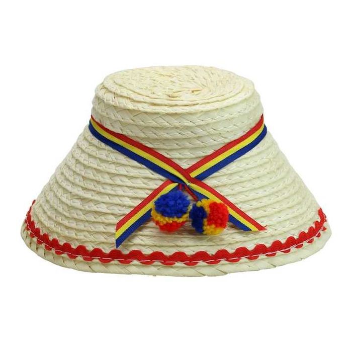 Pălărie,clop mare din paie,albastru sau rosu,oșan(maramureșeană),nouă