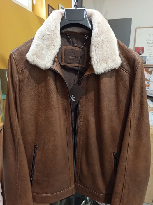 Ново оригинално кожено мъжко яке Teodor агнешка кожа!