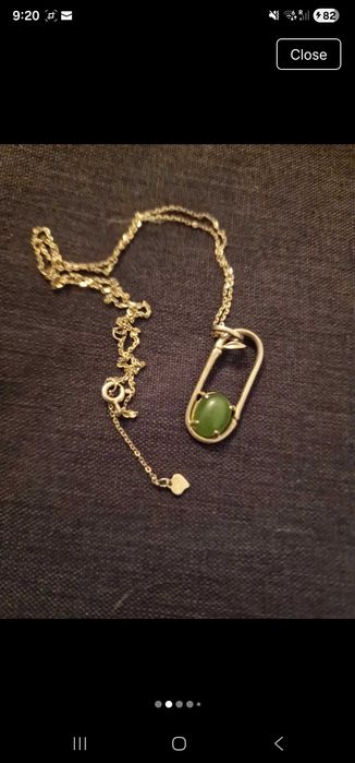 Piatra verde argint cu placaj gold leaf lantic