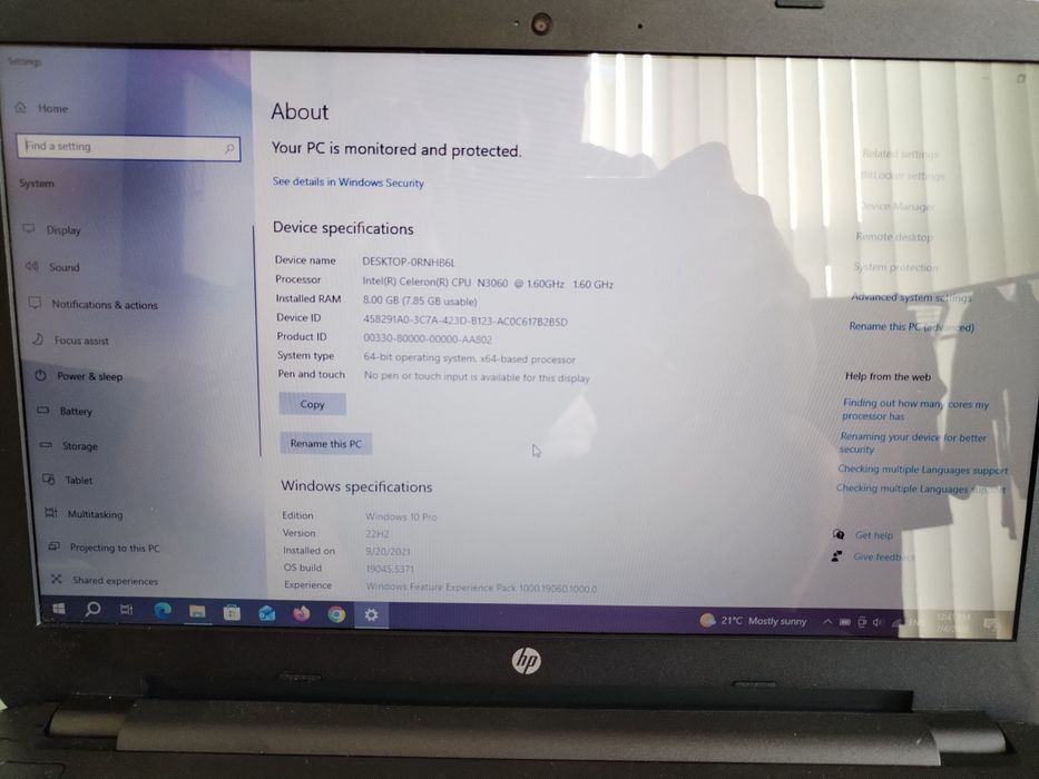 Лаптоп HP 15" ram 8GB/SSD 512GB