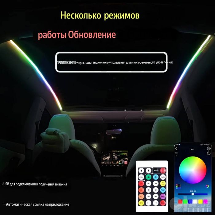 RGB атмосферная подсветка потолка (панорама) для авто