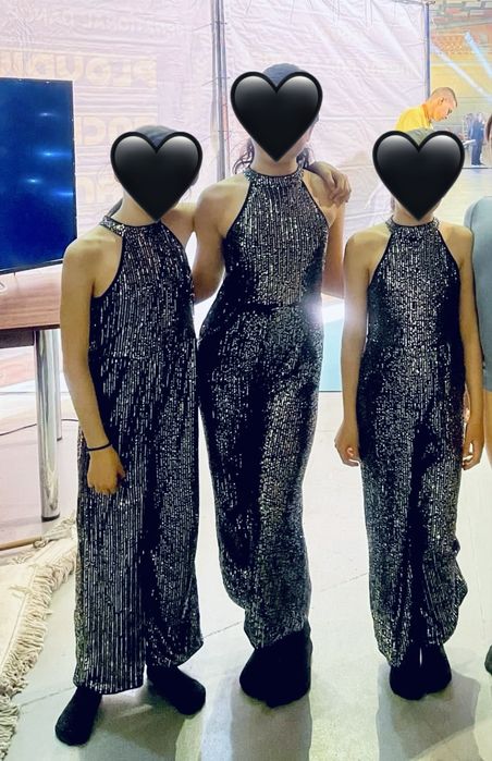 Блестящи черни гащеризони за деца