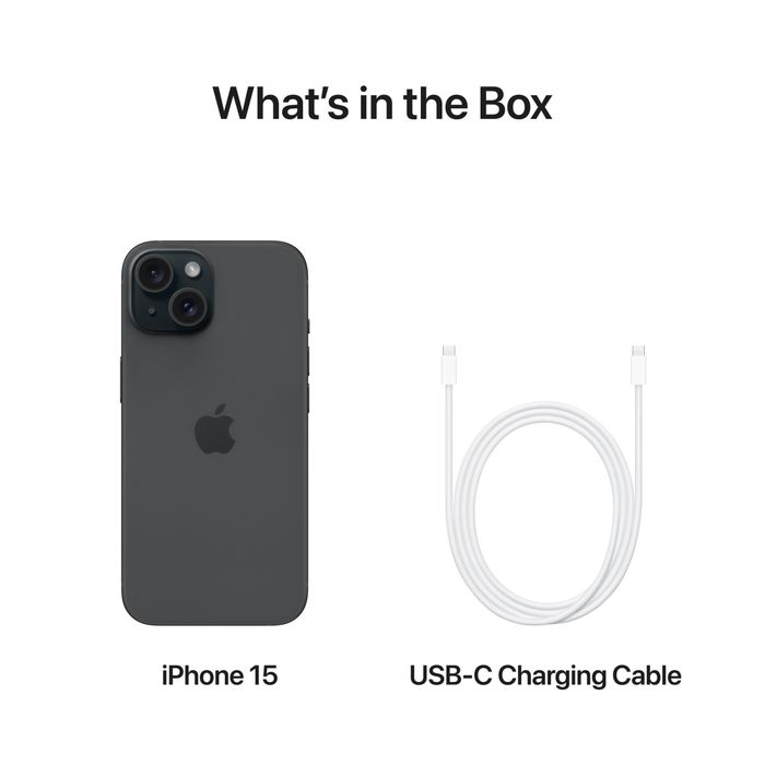 Iphone 15 128GB - black + USB C 20w Adapter + подарък стъклен протектор на камерата и екрана - всичко за 500 евро!!!