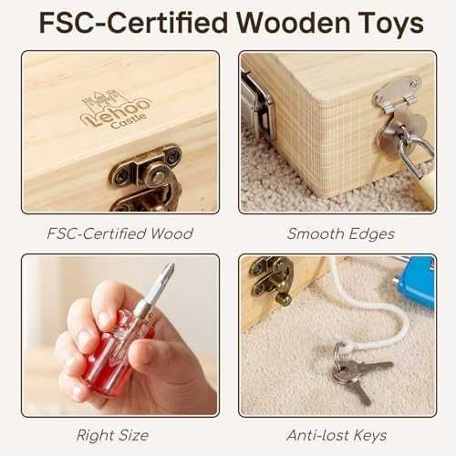 Нова Детска образователна дървена Монтесори играчка с отвертки ключалки и ключове