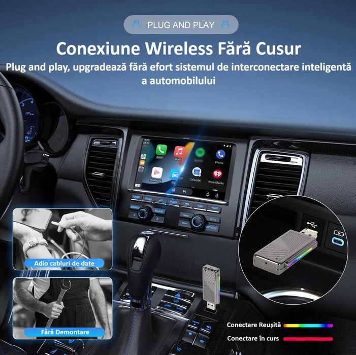 Adaptor Wireless Android Auto/Apple Carplay ZYTEQ® H2N1 Universal, Nou