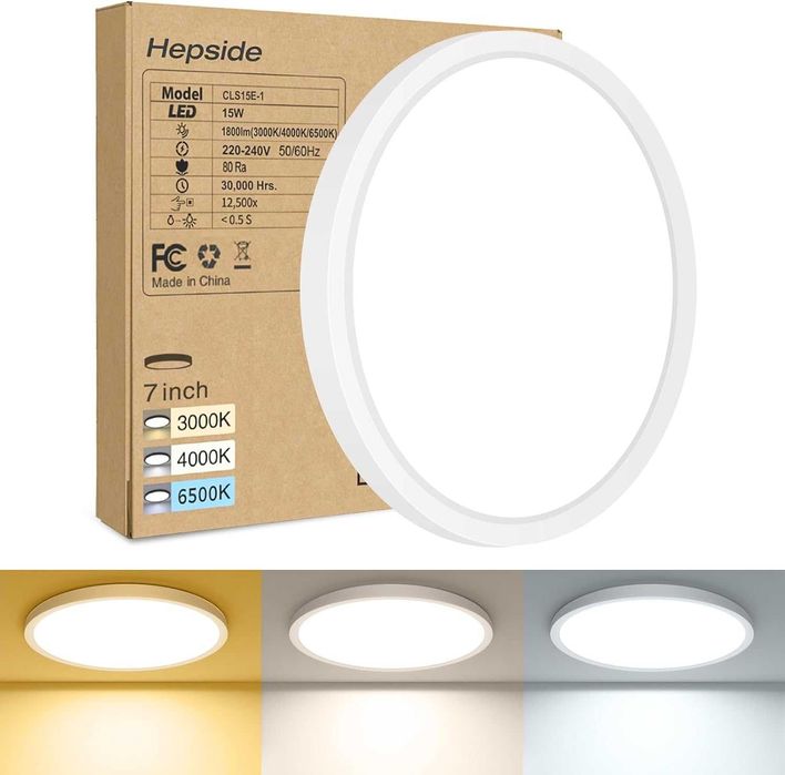 Hepside LED таванно осветление – 3000 K/4000 K/6500 K, 18W