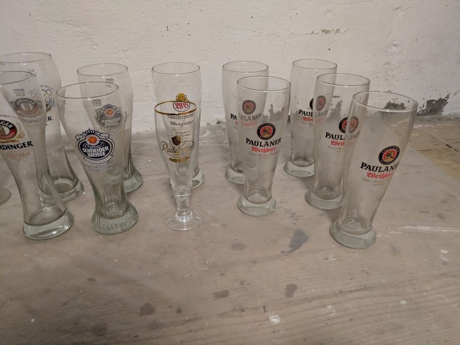 Colecție 18 halbe,pahare pentru bere sticla.