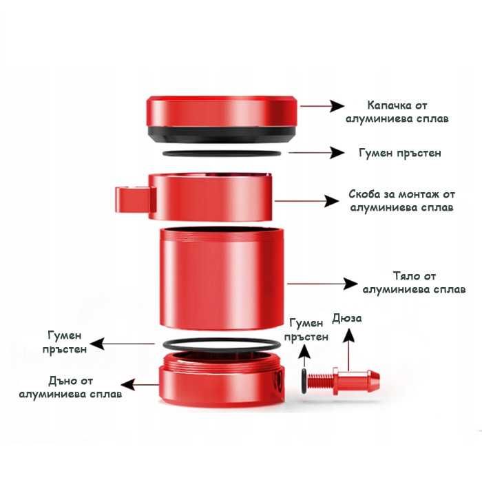 Резервоар за спирачна течност на мотоциклет PA855 - Два цвята