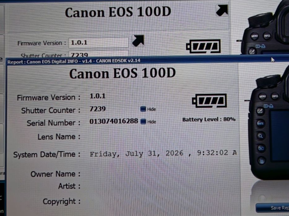 Canon EOS 100D + obiectiv kit EF-S 18-55 III