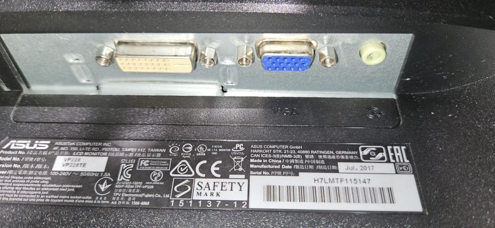 Monitor LED ASUS Gaming VP228TE 21.5 inch 1ms Black 60Hz