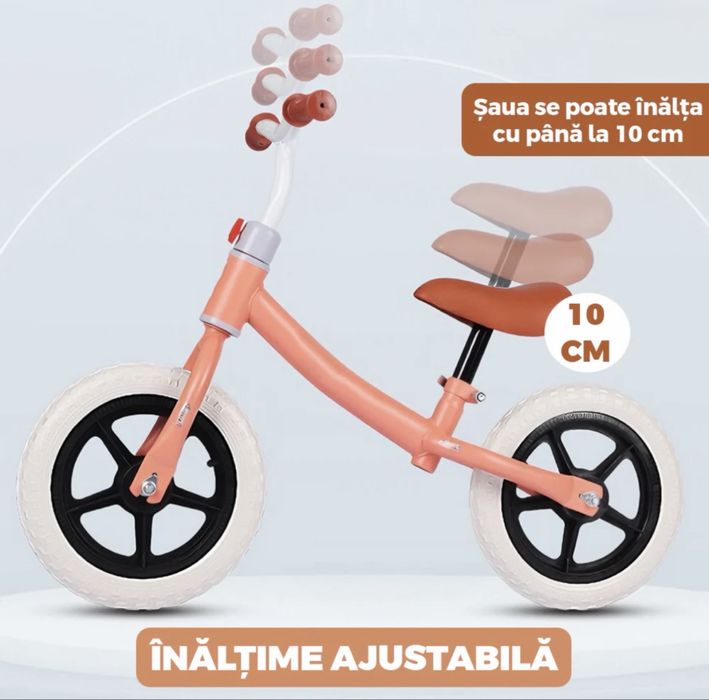 Bicicleta fara pedale pentru echilibru, verde