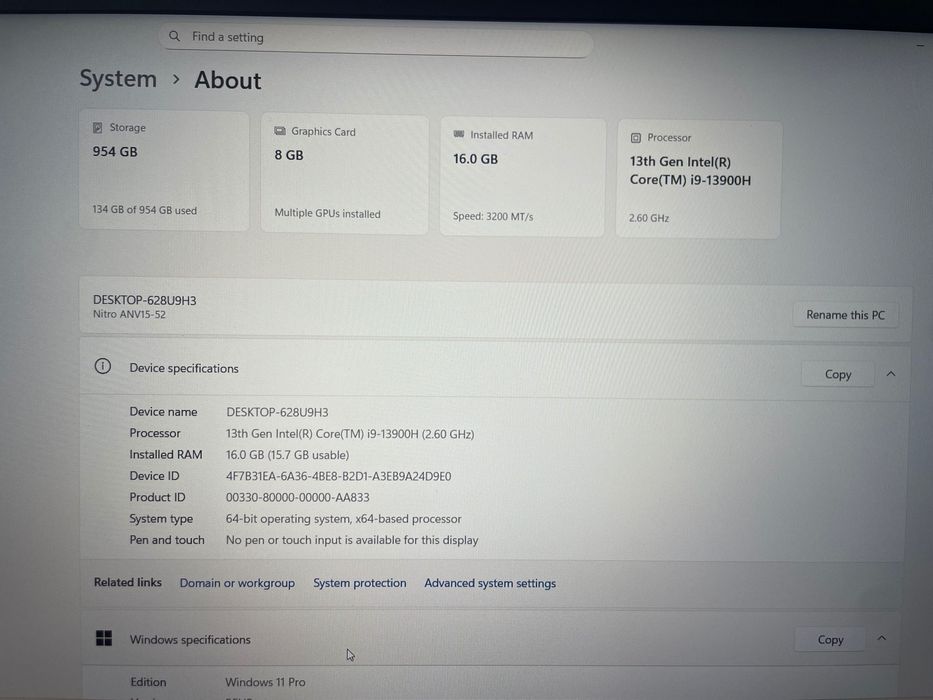 Acer Nitro i9 5060rtx в ГАРАНЦИЯ!