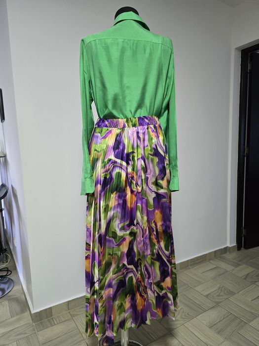 Camasa verde din matase naturala, model superb