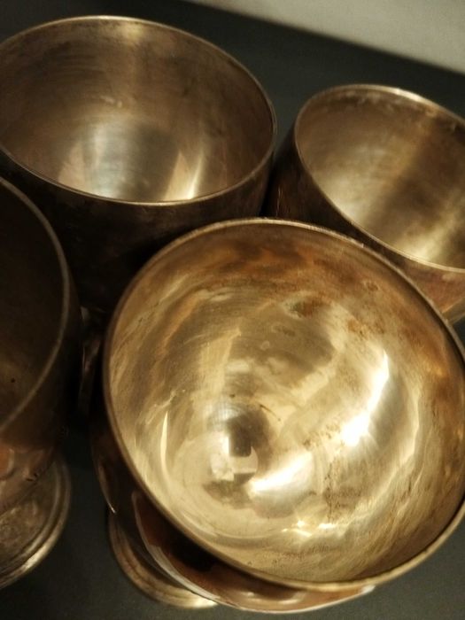 Посребрени чаши за вино, чаши за бренди, керамика, бяло вино