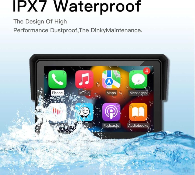 CARabc 5" IPS сензорен екран, преносим Apple Carplay за мотоциклет