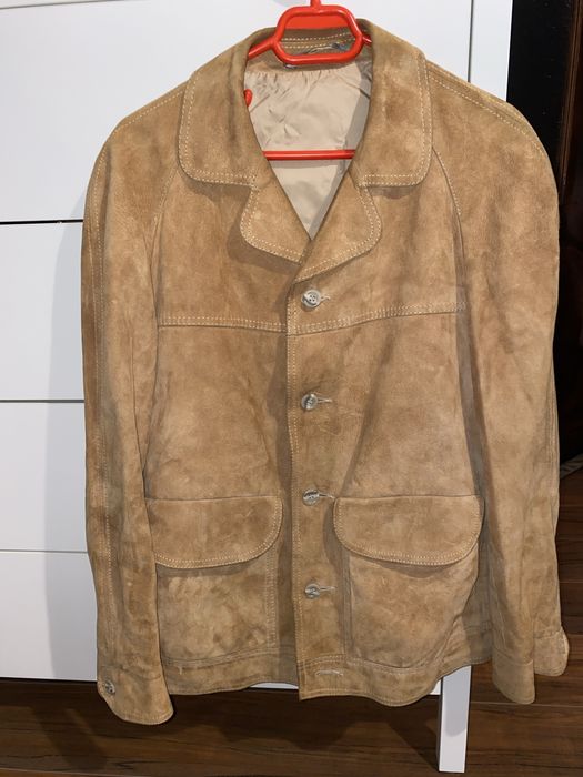 Geacă vintage din piele întoarsă naturală (capră) "Elite"