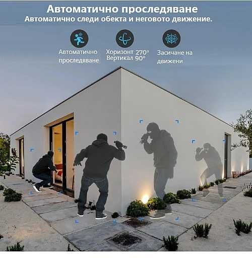 Двойна камера двупосочно видеонаблюдение през телефон с 4К резолюция