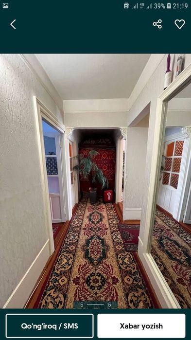 3 хонали квартира ижарага берилади