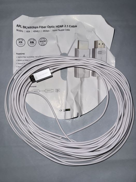 Cablu HDMI 2.1 fibra optica 8k-60Hz,48Gbps,Dynam HDR/eARC/HDCP 2.3,10m