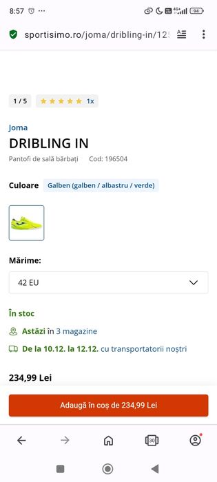 Parkside Ghete/pantofi de sală joma dribling 42