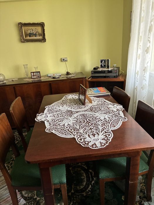 Mobilier de sufragerie vintage din lemn masiv cu furnir de nuc!