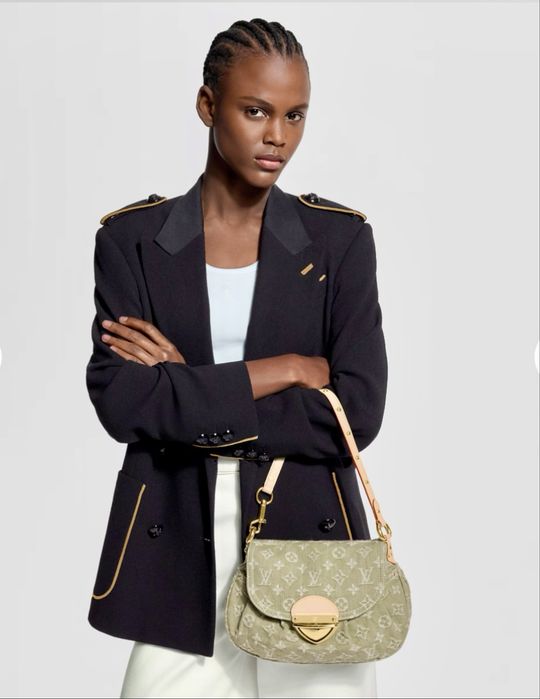 Geanta Louis Vuitton din denim kaki model sunset