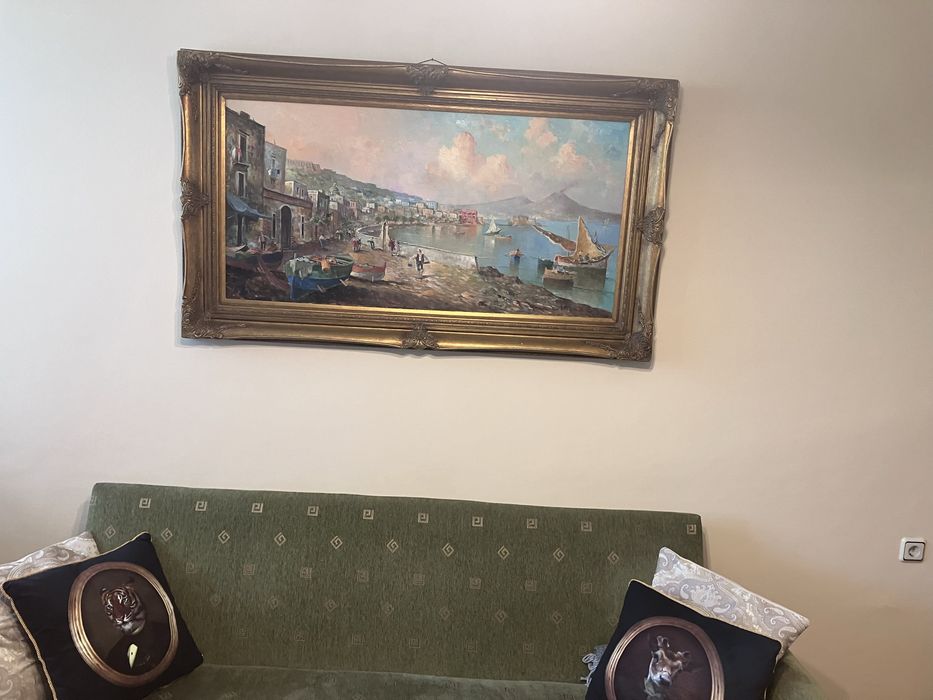 Голяма 145см/85см маслена картина Неапол и Везувий