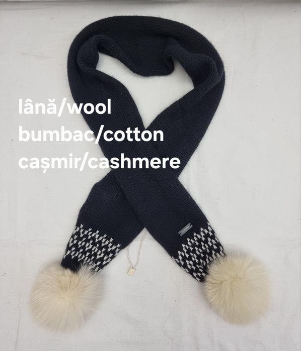 Fular copii 12 luni cu lână si blana naturală