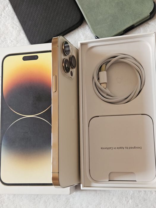 iPhone 14 Pro Max, 128 Gb, Gold, Full box, stare foarte buna