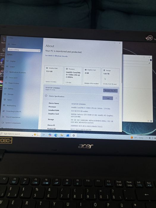 Acer gaming• i5-7th gen• placa video Nvidia GTX 4Gb• Impecabil