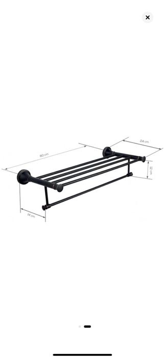 Suport prosop Ermetiq Luxury ER-J820, cu polita, 60 cm, Negru