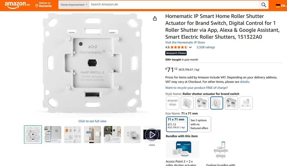 Homematic IP 151322A0, IP20, 0.2 W, 868 MHz, Alb