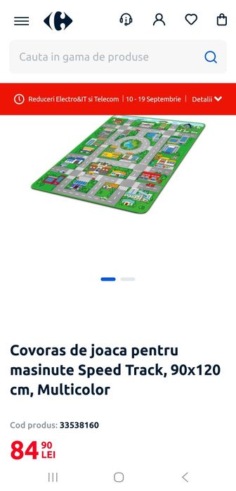 Covoras de joaca pentru masinute Speed Track, 90x120 cm - impecabil