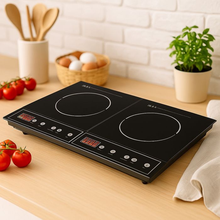 Двоен индукционен котлон Royalty Line RL-DIP4000.2 - 1400W+2000W, 80°C- 270°C, Кристална плоча, Таймер, LED