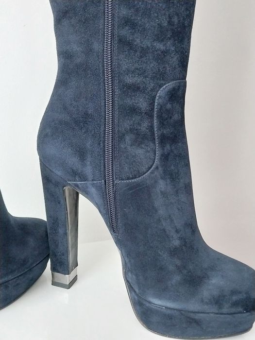 Тёмно Синие (Набук) Сапоги