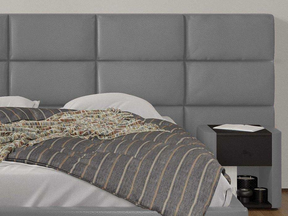 Pat tapitat Cico 190 rabatabil 287x114 C2 din piele/stofa Gri Nube 81