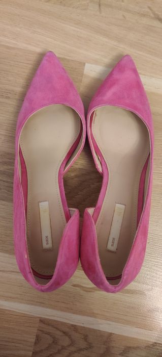 Pantofi roz stiletto, piele întoarsă, mărimea 38, brand H&M
