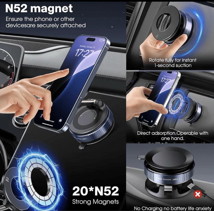 Suport magnetic auto ABS rotativ la 360°