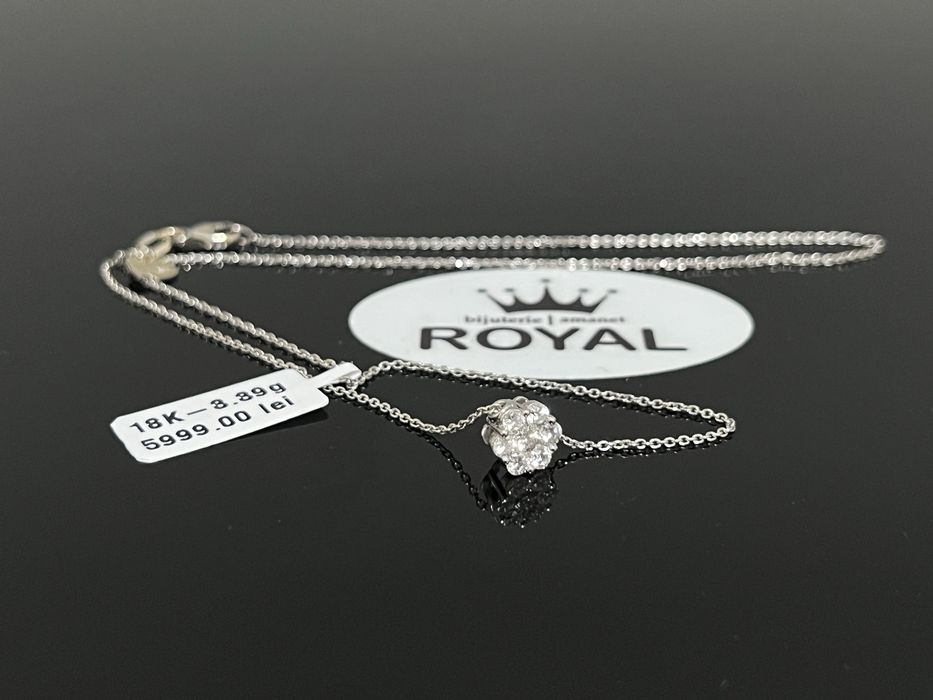 Bijuteria Royal CB : Lant aur alb 18K cu 7 diamante 3,39 grame