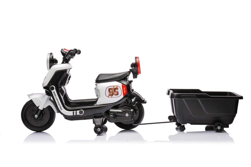 Scuter electric cu remorca, telecomanda Kinderauto BJBTK3 2x 35W White