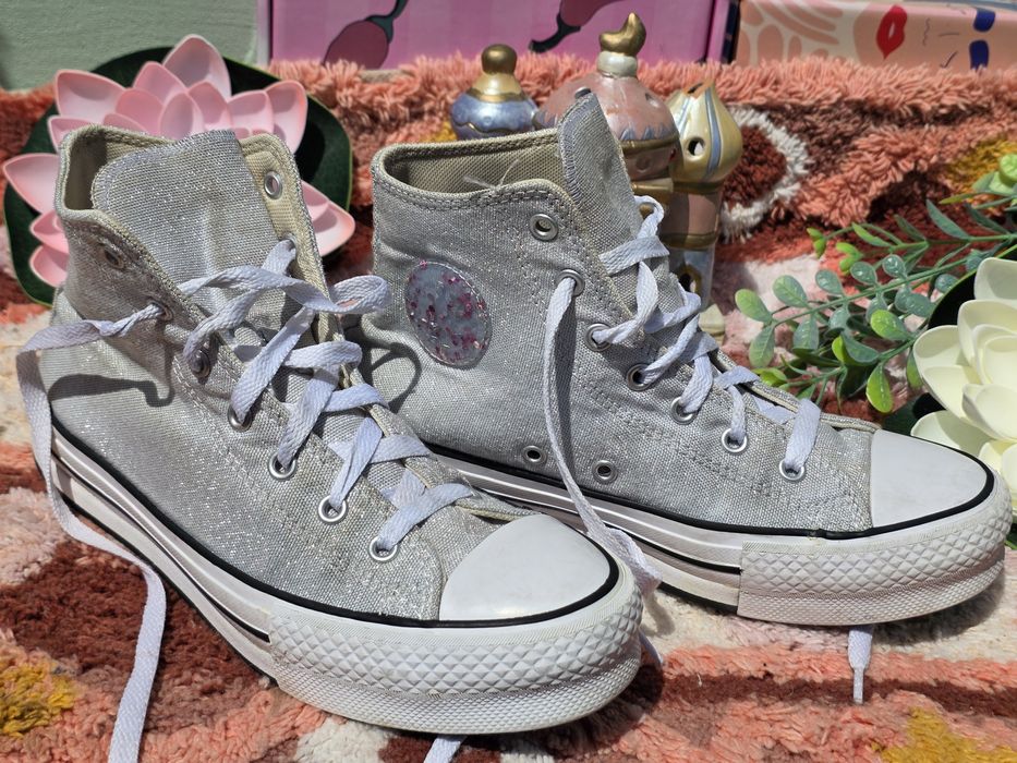 Converse сребристи високи кецове N37