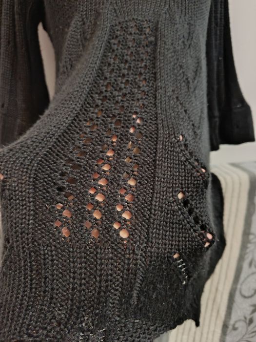 Pulover negru împletit Punk Rock Goth Altercore gen baby doll mărime M